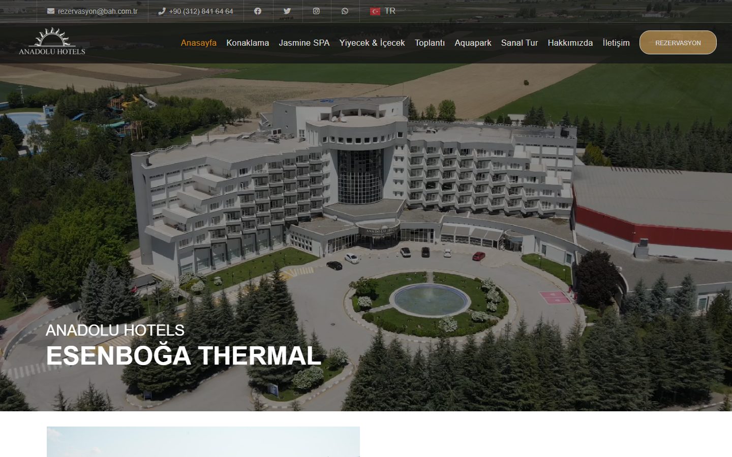 Anadolu Hotels Esenboğa Thermal ana sayfası